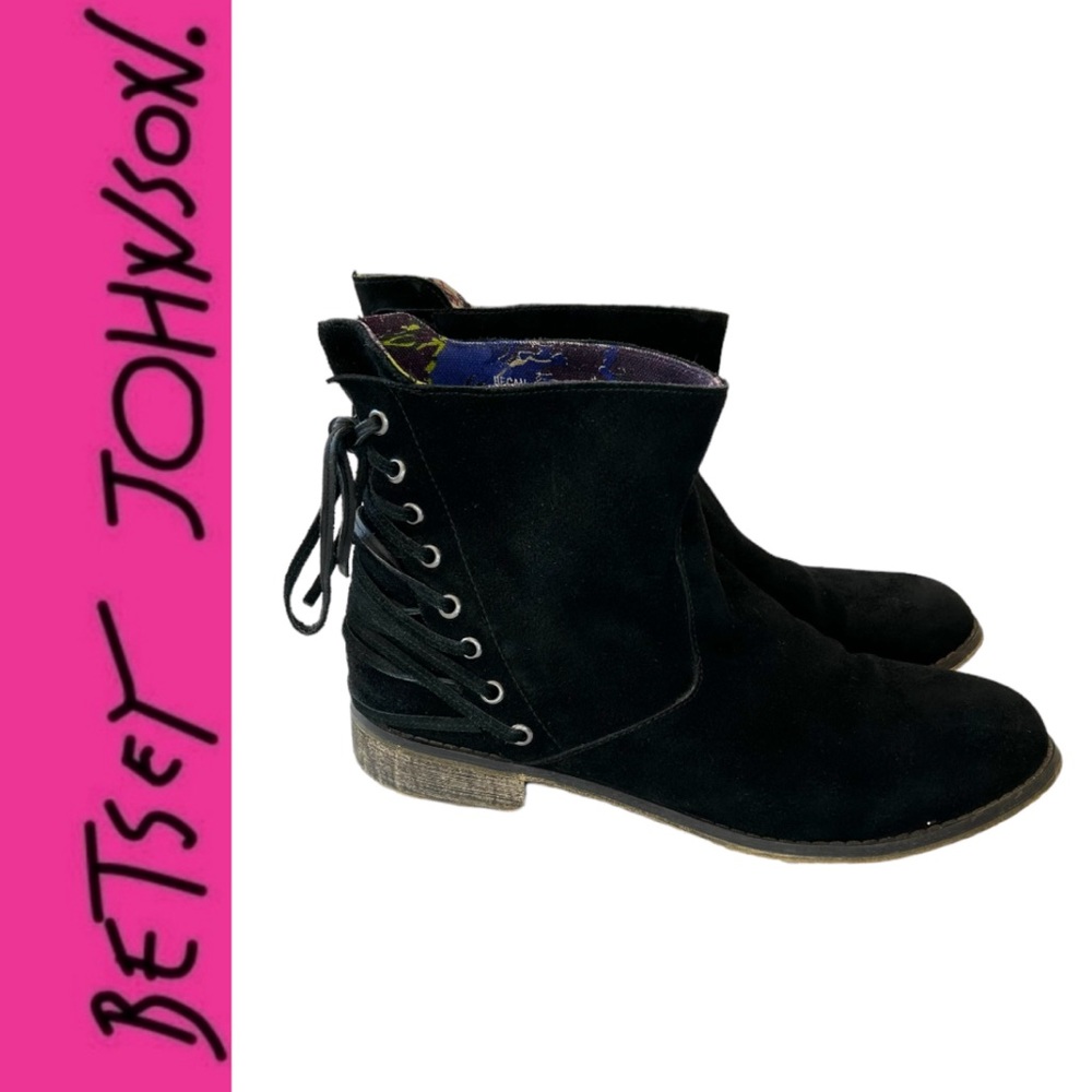 Betsey Johnson Black Suede Becan Boots